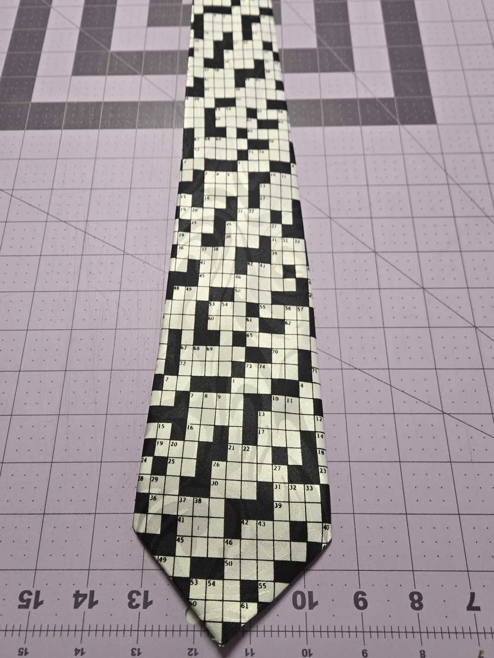 Fratello Handmade Crossword Puzzle Novelty Necktie Black White
